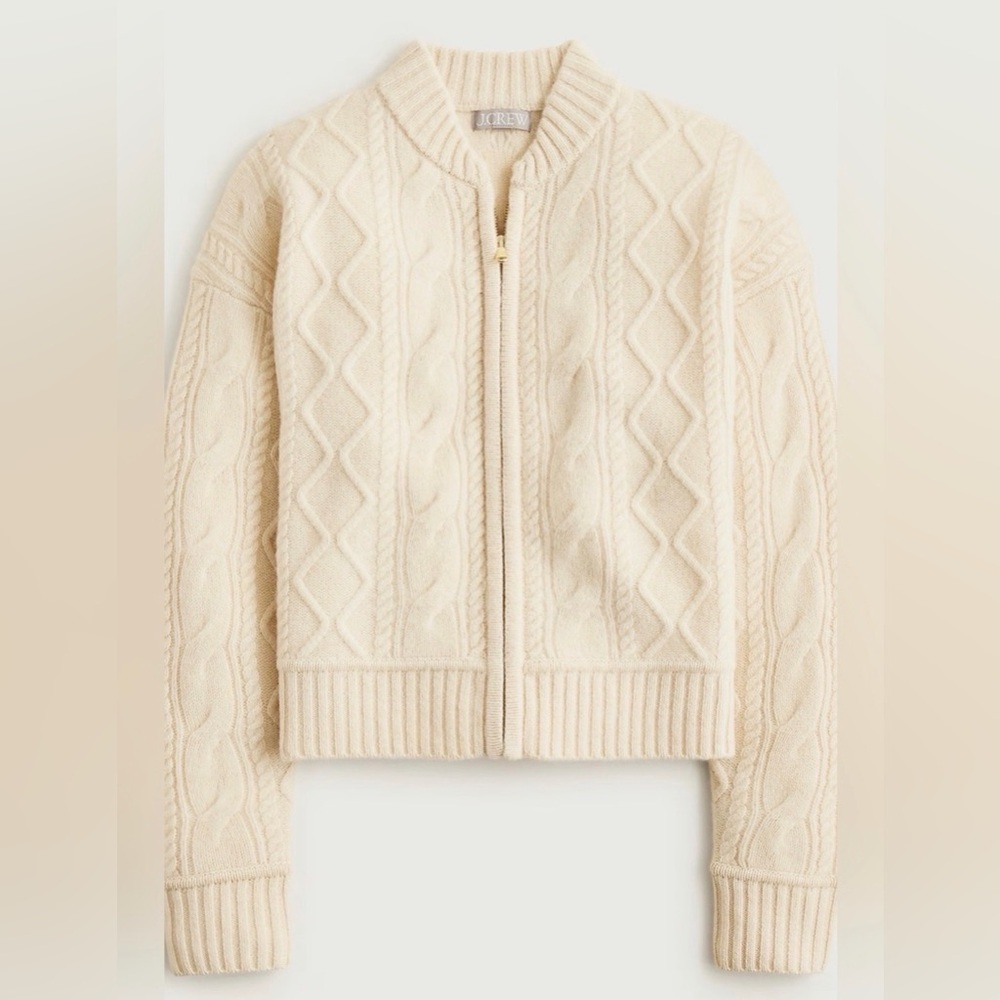 J Crew Wool Cable Knot Bomber Jacket CR119 - Picture 3 of 3